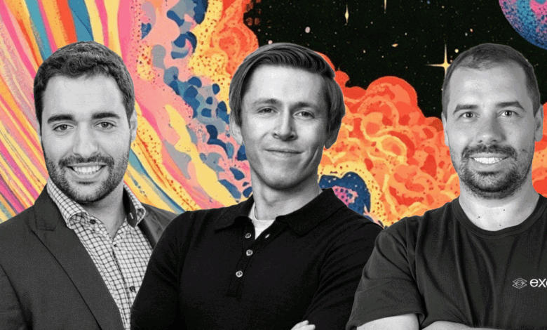 From left to right: Rafel Jorda Siquier, founder and CEO of Open Cosmos; Lukas Saari, co-founder and CEO of Tandem Health; and Gianni Cuozzo, founder and CEO of Exein.