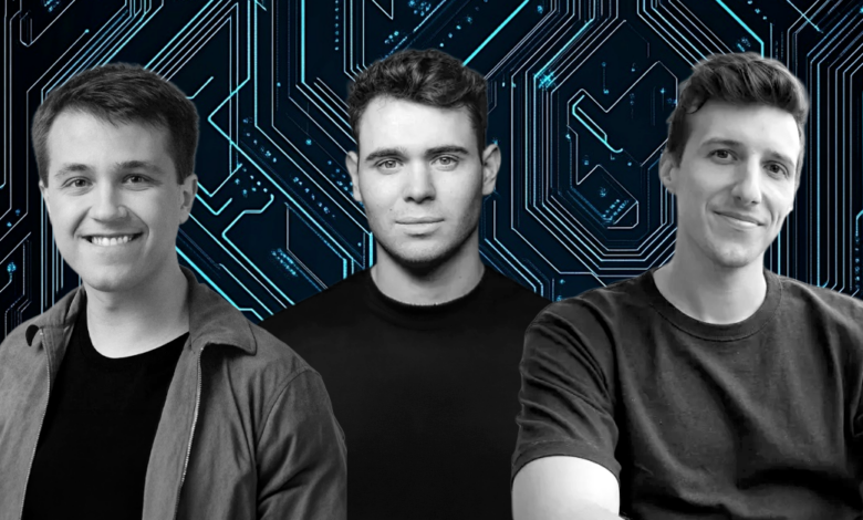 From left to right: Gavin Uberti, co-founder and CEO of ETCHED; James Dacombe, founder of OLIX; Walter Goodwin, founder and CEO of FRACTILE. Photo credits: ETCHED / OLIX / FRACTILE. AI-assisted montage.